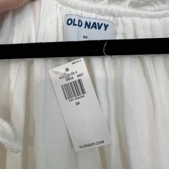 NWT Old Navy Dress White Cotton Gauze Short Flare Sleeve Ruffle 3X cg - Picture 2 of 5